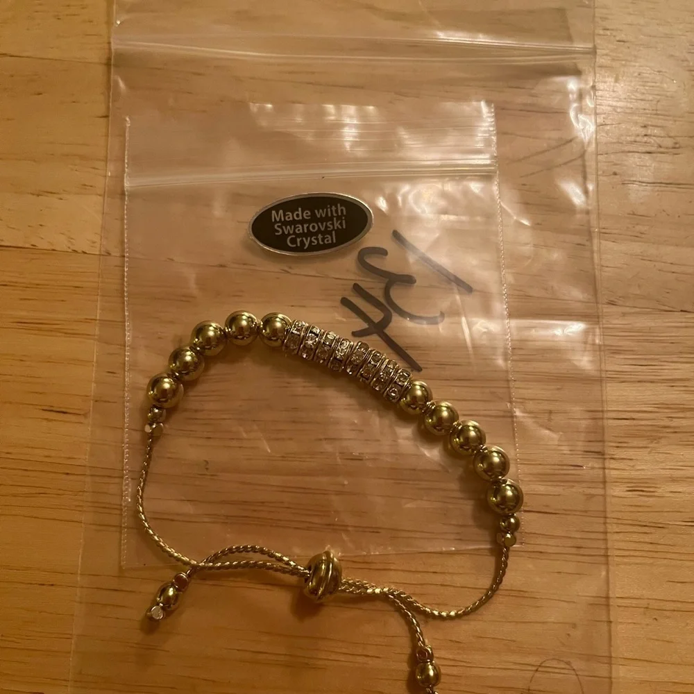 Swarovski Crystal Gold Beaded Bracelet NWOT